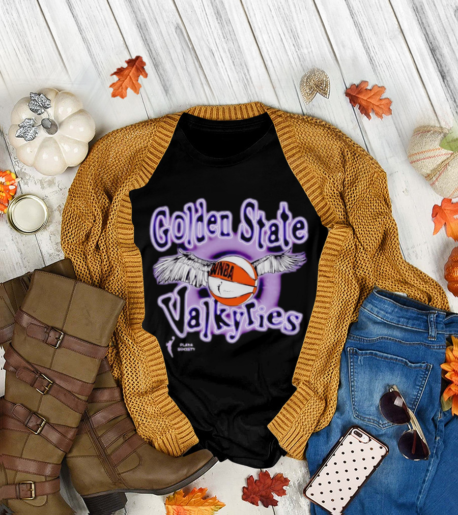Golden State Valkyries WNBA Playa Society Winged Basketball T-Shirt