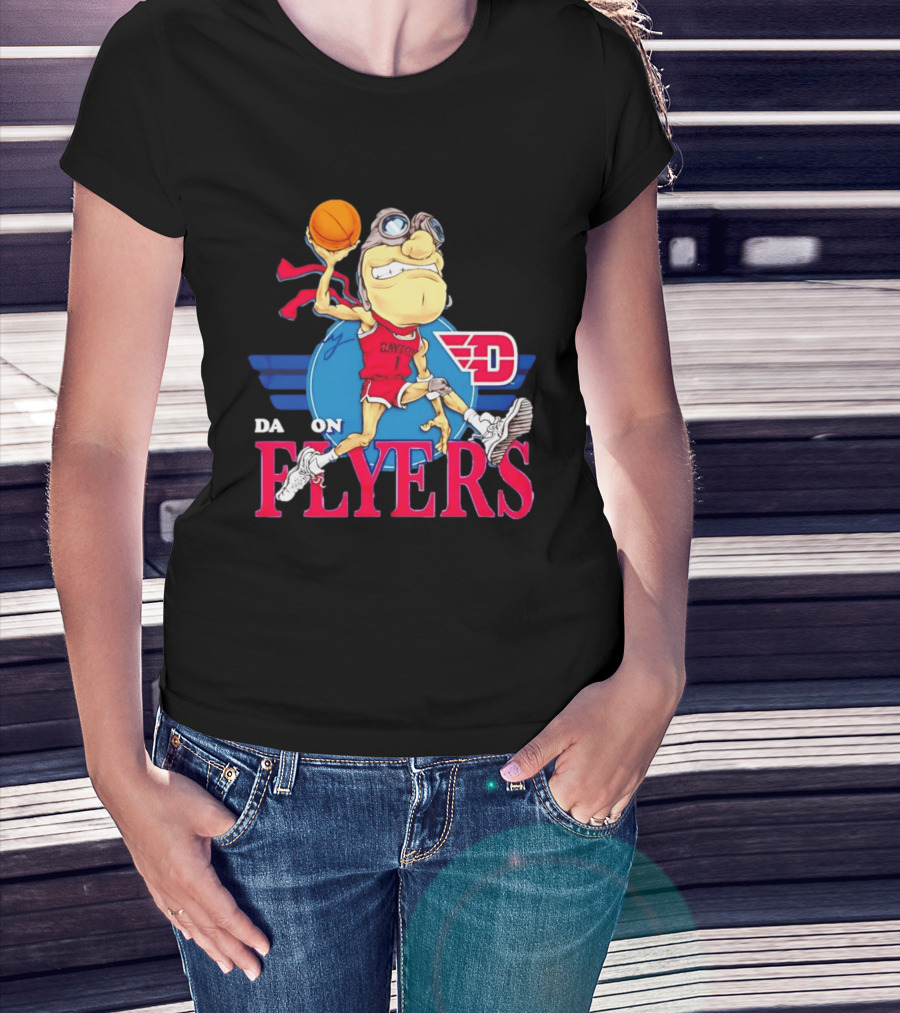 Dayton Flyers Rudy Dunking Basketball Cartoon T-Shirt