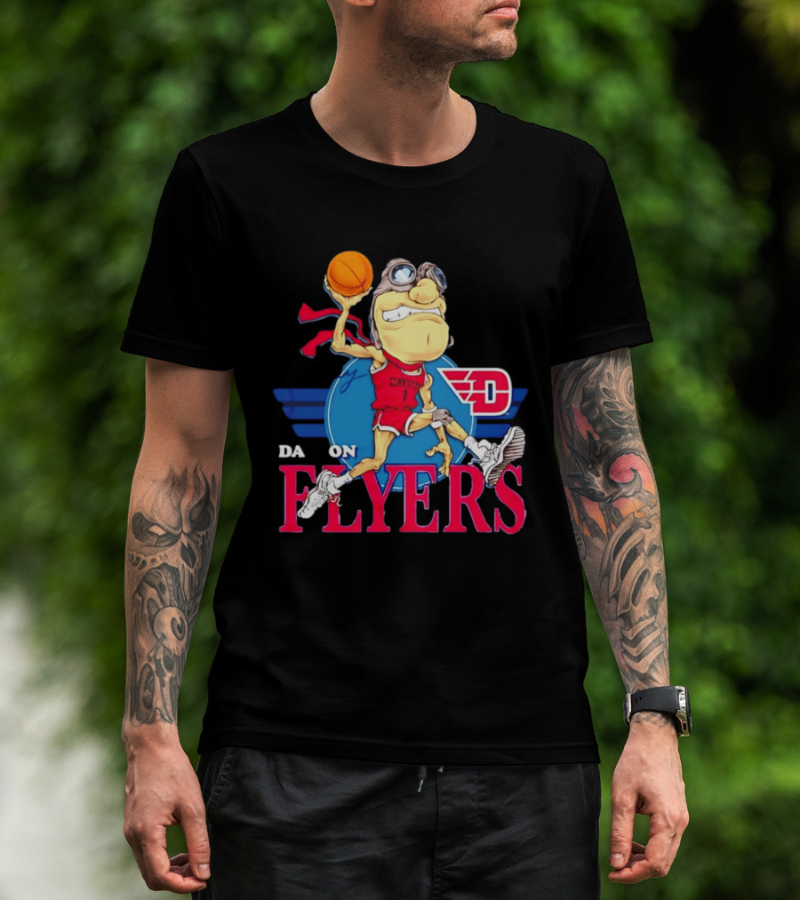 Dayton Flyers Rudy Dunking Basketball Cartoon T-Shirt
