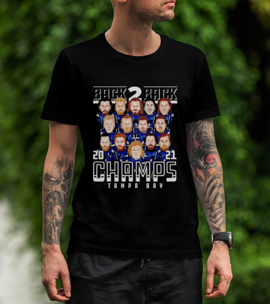 Tampa Bay Lightning Back 2 Back 2021 Champs Team T-Shirt