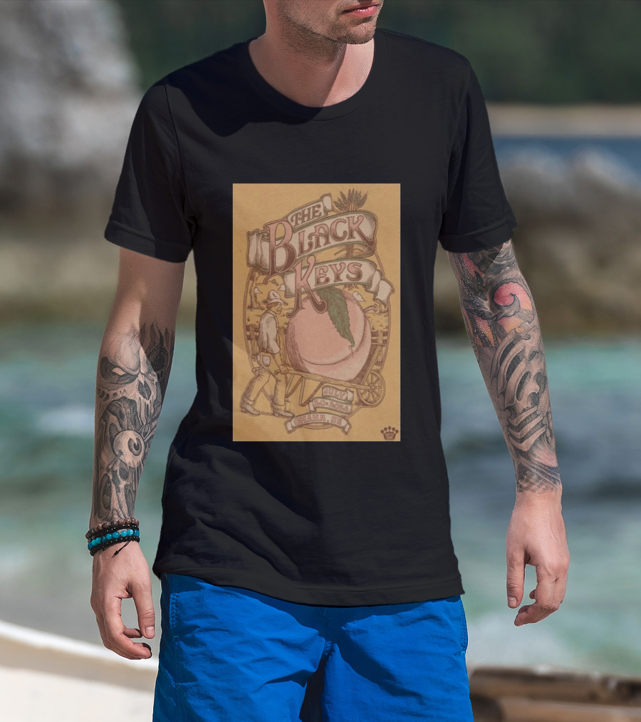 The Black Keys Omaha NE July 20 2026 Peach Cart Astro Amphitheater T-Shirt