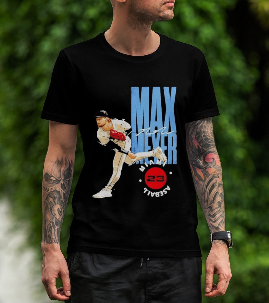 Max Meyer Miami Marlins Baseball 23 Stamp T-Shirt