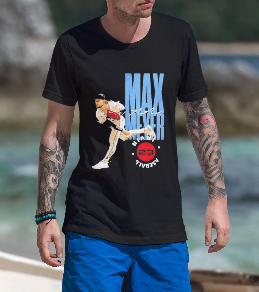 Max Meyer Miami Marlins Baseball 23 Stamp T-Shirt