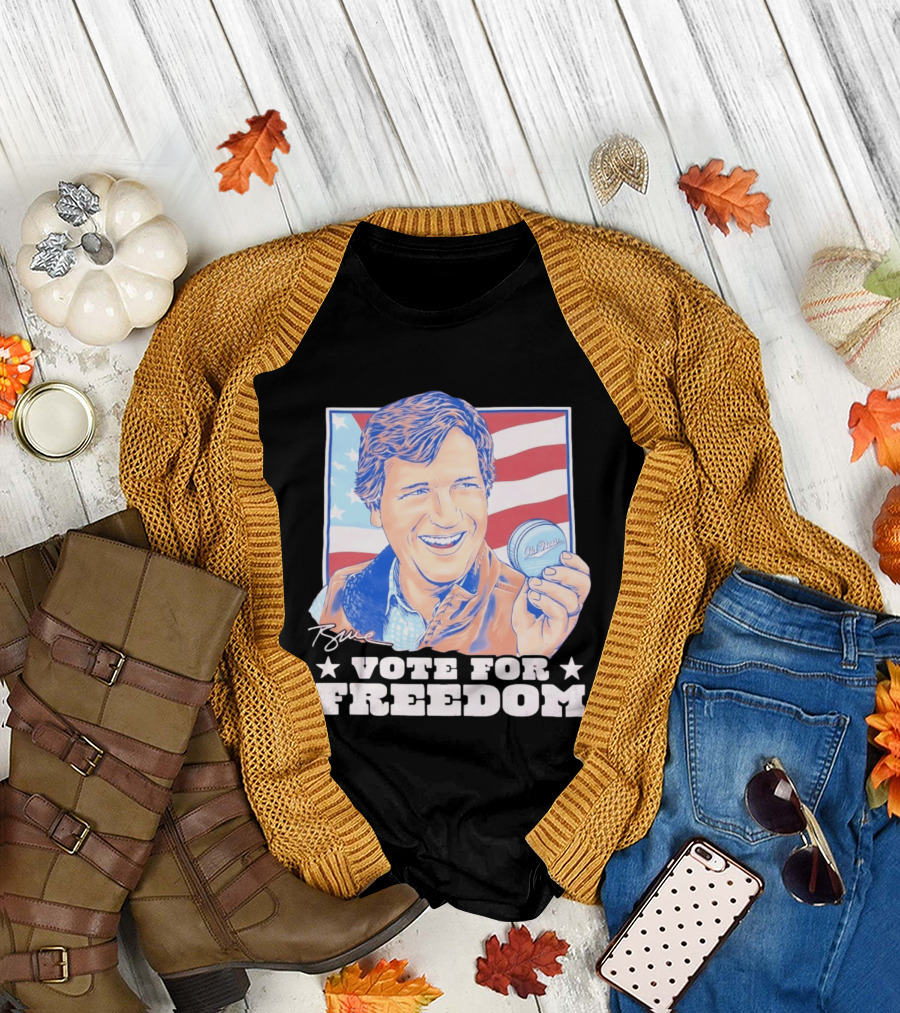 Tucker Carlson Old Row Vote For Freedom America Flag T-Shirt