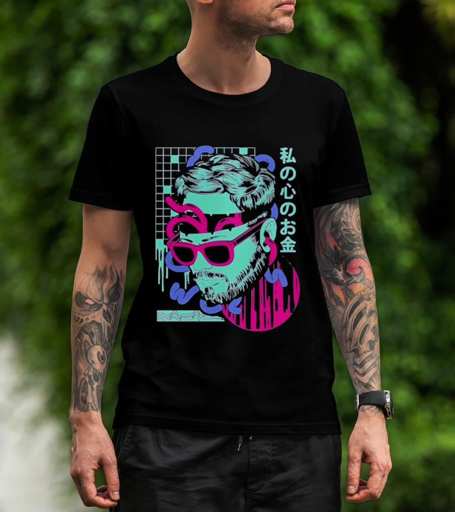 Vaporwave Aesthetic Japanese Cyberpunk Sunglasses Drip Grid T-Shirt