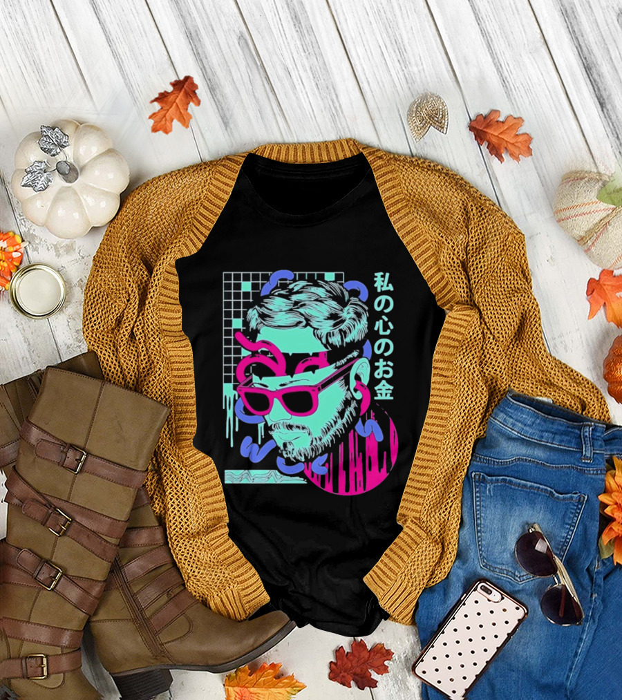 Vaporwave Aesthetic Japanese Cyberpunk Sunglasses Drip Grid T-Shirt