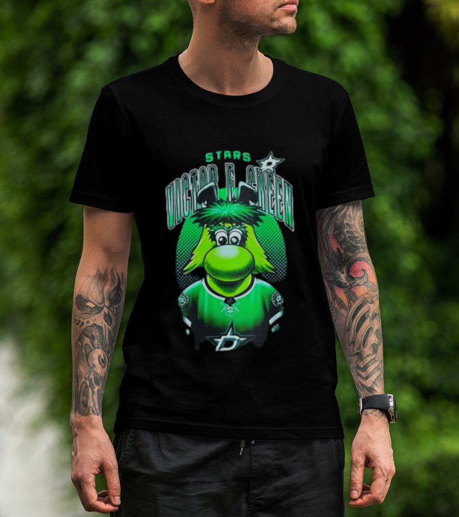 Dallas Stars Victor E Green Mascot NHL Fan Gear T-Shirt