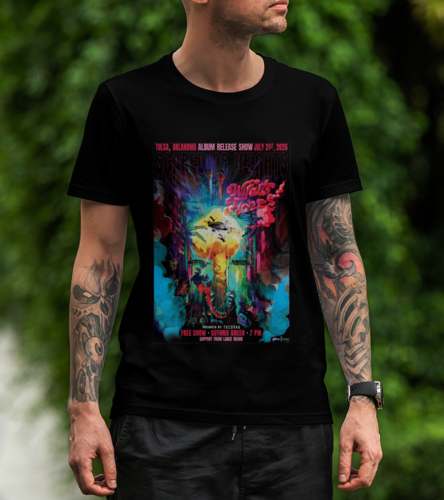 Tulsa Oklahoma Album Release Show Scared Of Heights Wyatt Flores Guthrie Green July 31 2026 Free Show 7 PM T-Shirt