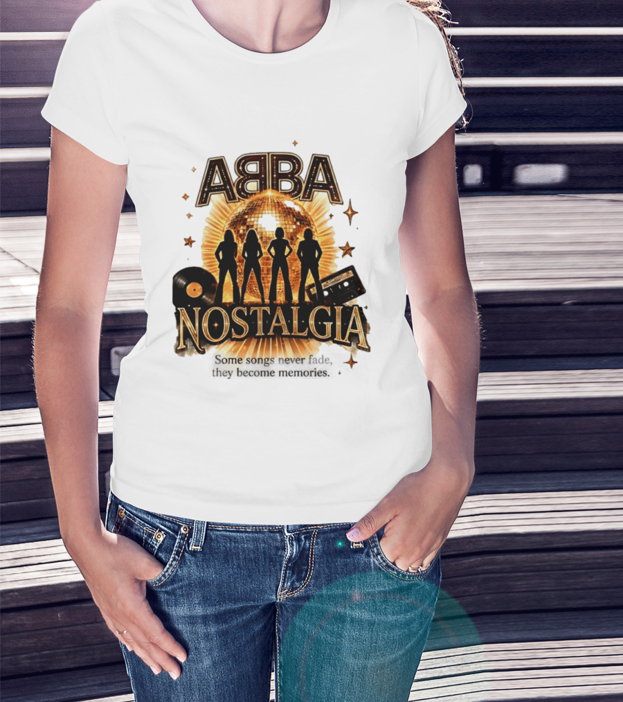 ABBA Nostalgia Some Songs Never Fade Memories Disco Vinyl Cassette T-Shirt