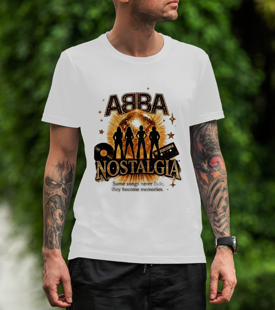 ABBA Nostalgia Some Songs Never Fade Memories Disco Vinyl Cassette T-Shirt
