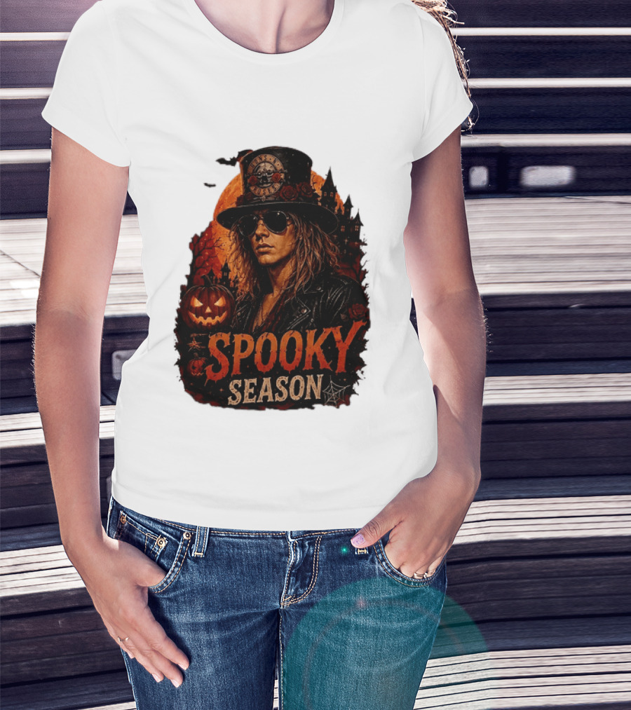 Spooky Season Buns N' Roses Halloween Pumpkin Slash T-Shirt