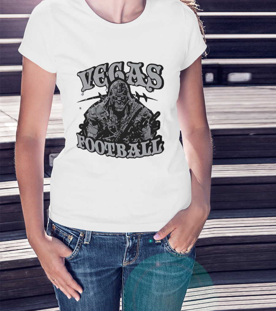 Vegas Football Undead Warrior Grayscale T-Shirt