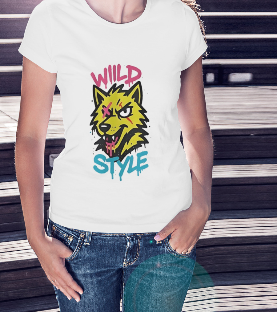 Wild Wolf Wild Style Graffiti Art Urban Streetwear T-Shirt