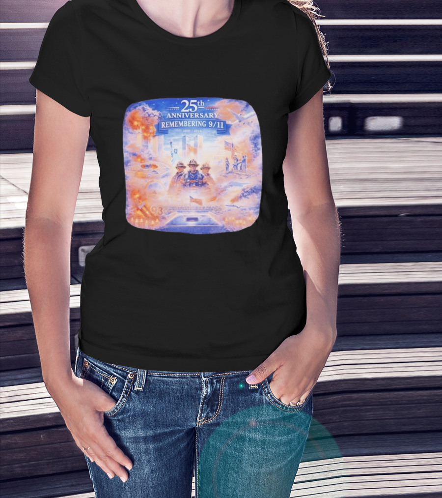 25th Anniversary Remembering 9/11 Memorial 2001 2026 Never Forget America T-Shirt