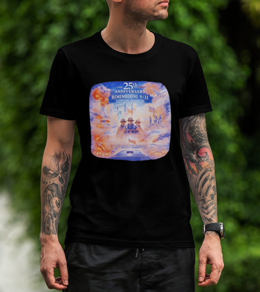 25th Anniversary Remembering 9/11 Memorial 2001 2026 Never Forget America T-Shirt