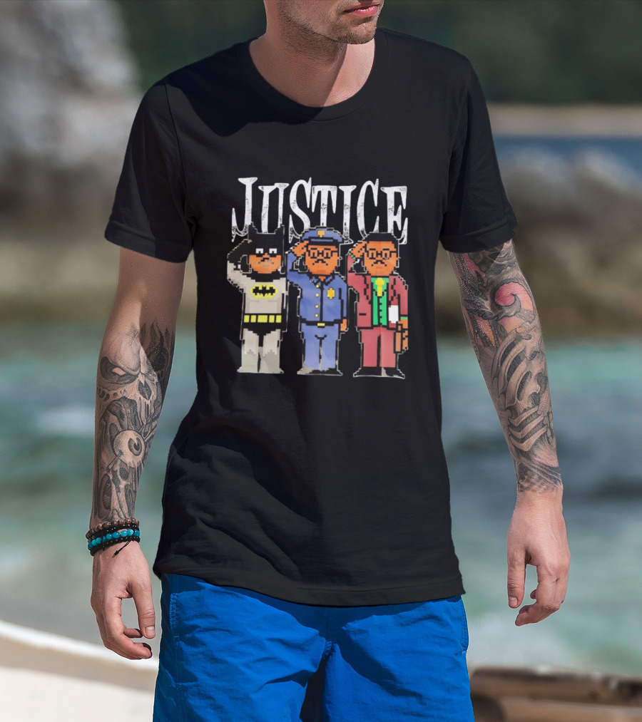 Justice Batman Police Officer Joker Pixel T-Shirt