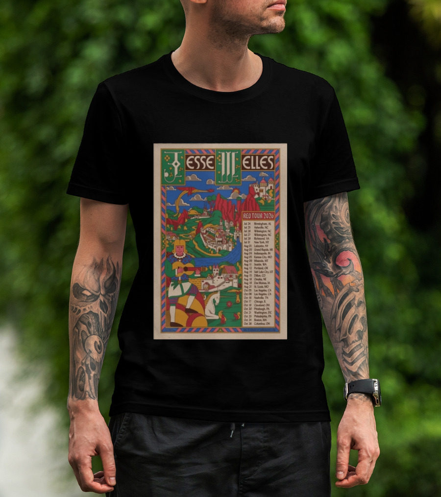 Jesse Welles Red Tour 2026 Cities And Dates T-Shirt