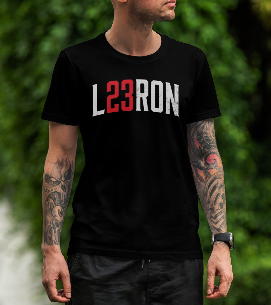 L23Ron Distressed LeBron James NBA Basketball T-Shirt