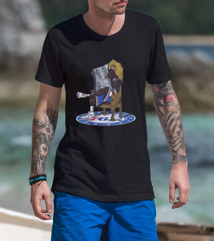 Philadelphia 76ers The King Goes To Philly News Throne T-Shirt