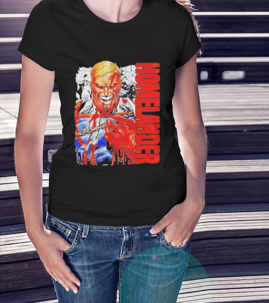 Homelander The Boys Superhero Cartoon Blood Splattered Image T-Shirt