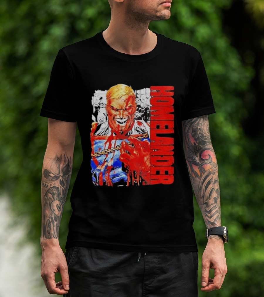 Homelander The Boys Superhero Cartoon Blood Splattered Image T-Shirt