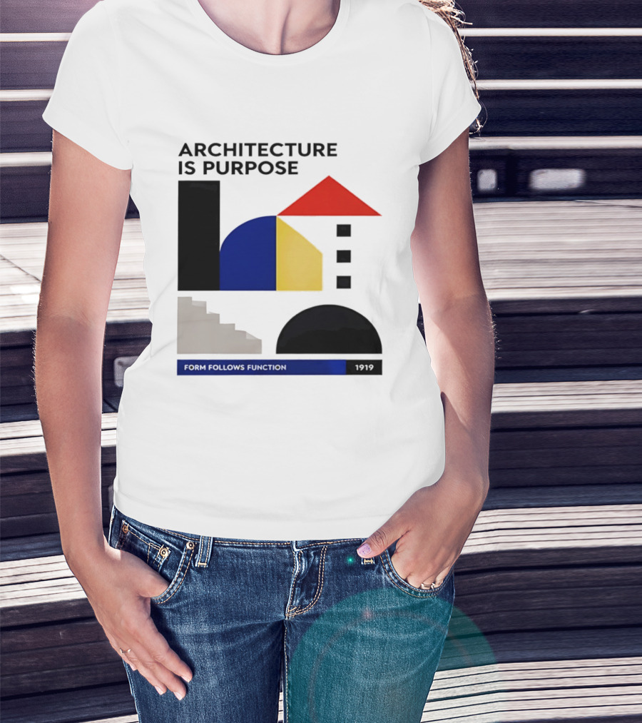 Architecture Is Purpose Form Follows Function 1919 Bauhaus Geometric Shapes T-Shirt