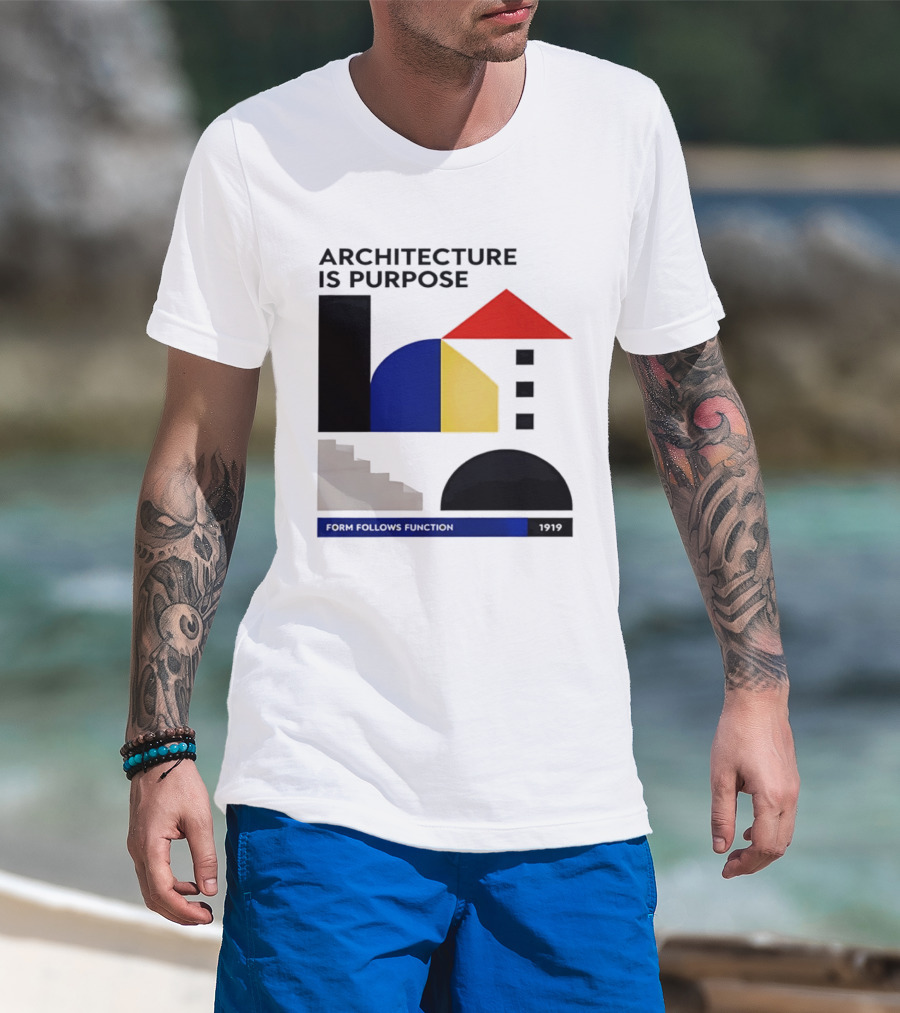 Architecture Is Purpose Form Follows Function 1919 Bauhaus Geometric Shapes T-Shirt