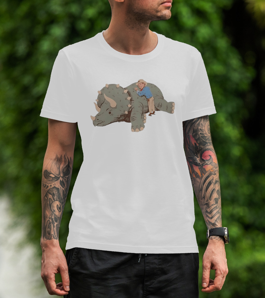 Be Kind Cowboy Embraces Friendly Triceratops Dinosaur T-Shirt