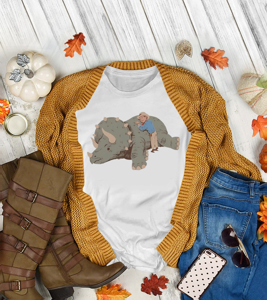 Be Kind Cowboy Embraces Friendly Triceratops Dinosaur T-Shirt