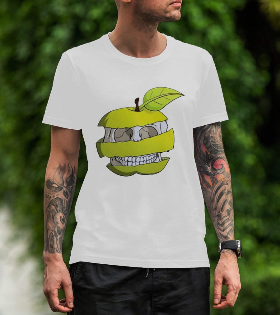 Skull Apple Forbidden Fruit Creative Slice T-Shirt