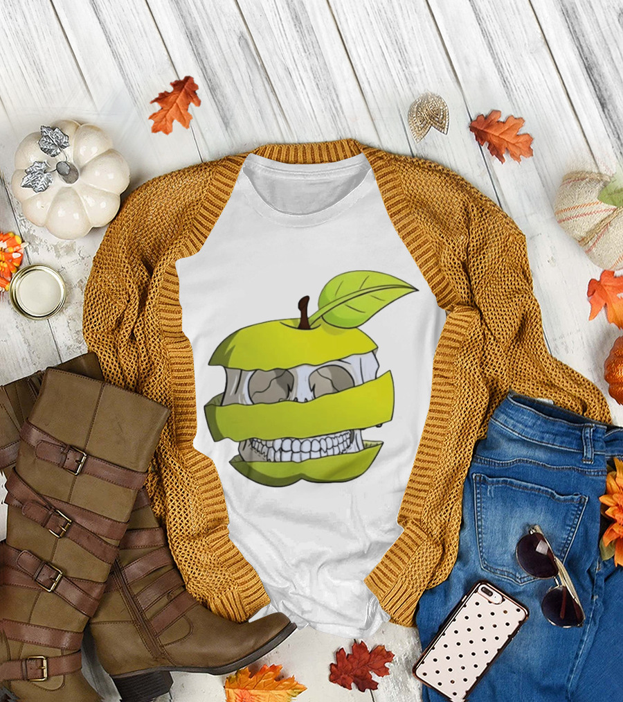 Skull Apple Forbidden Fruit Creative Slice T-Shirt