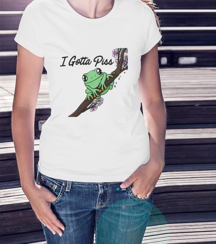 I Gotta Piss Frog On Branch With Flowers T-Shirt