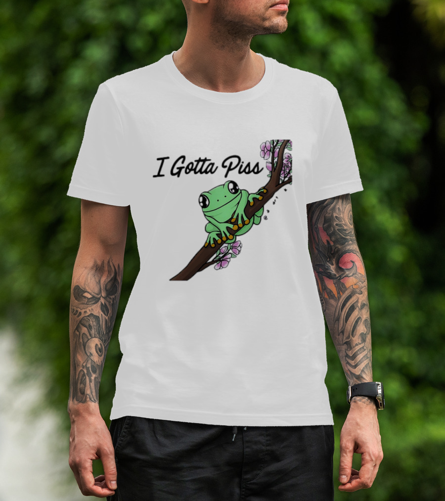 I Gotta Piss Frog On Branch With Flowers T-Shirt