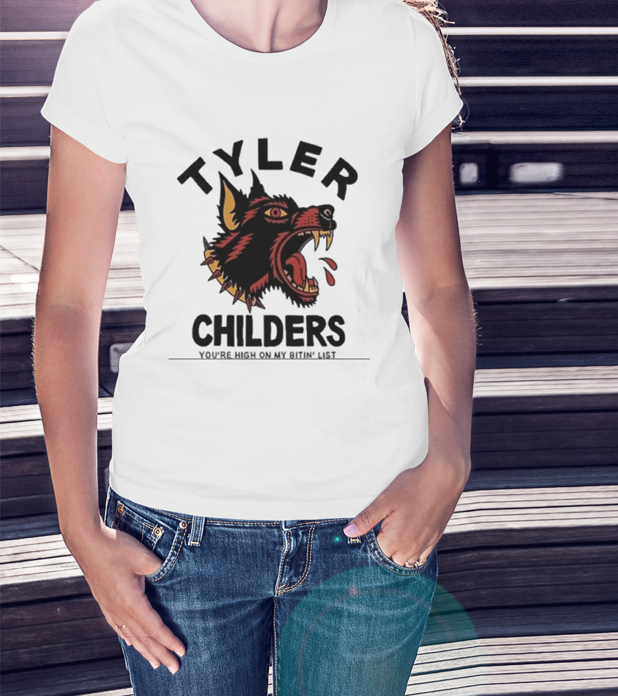 Tyler Childers You're High On My Bitin' List Wolf Head Spike Collar T-Shirt