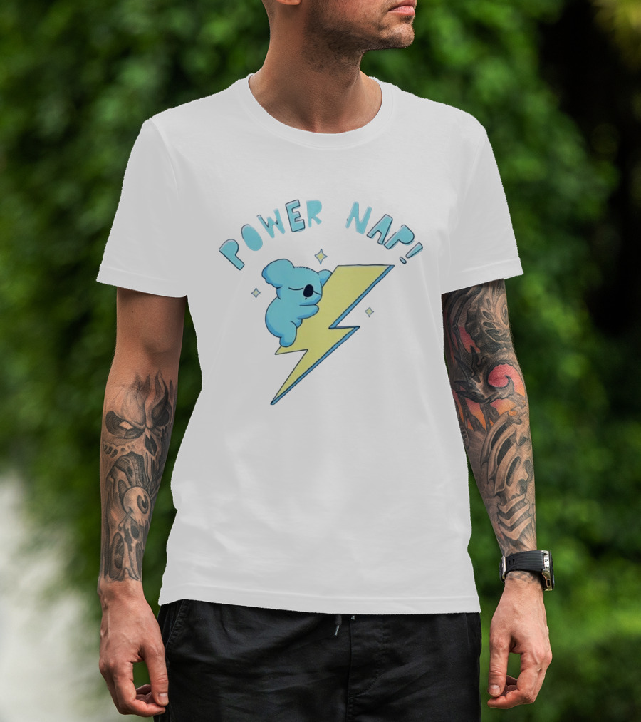 Koala Power Nap Sleeping On Lightning Bolt T-Shirt