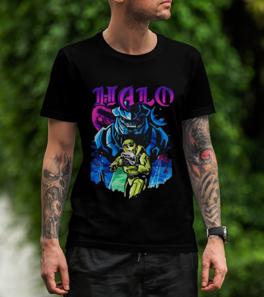 Halo Master Chief Arbiter Video Game Battle Scene T-Shirt