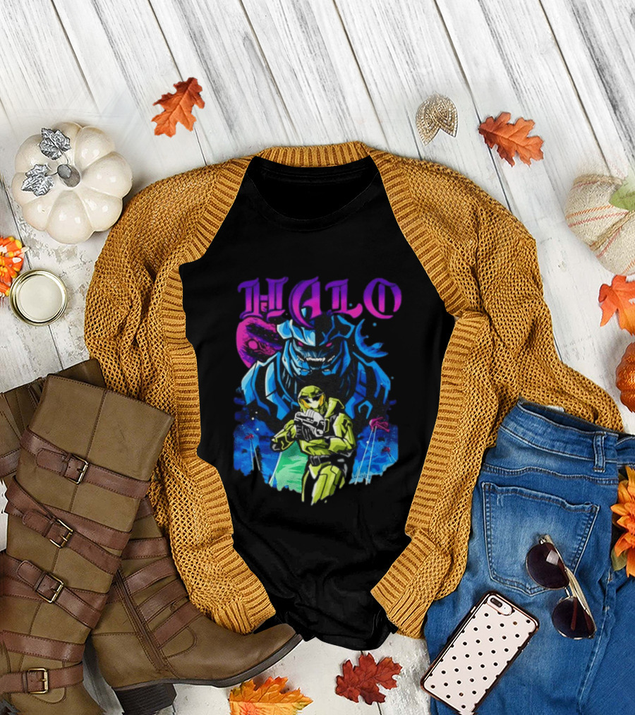 Halo Master Chief Arbiter Video Game Battle Scene T-Shirt