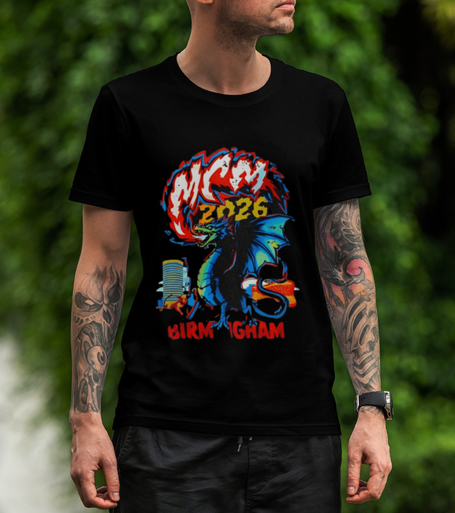 MCM 2026 Birmingham Dragon Fire Skyline Bull Event Souvenir T-Shirt