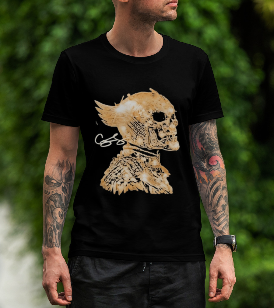 Chris Brown Gold Skull Breezy Wings And Feathers T-Shirt