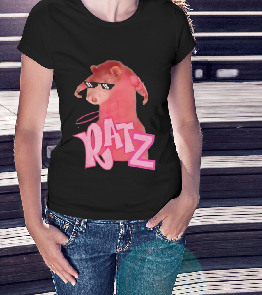 RATZ Muscular Pink Toned Rat Pixel Thug Life Sunglasses Bratz Doll T-Shirt