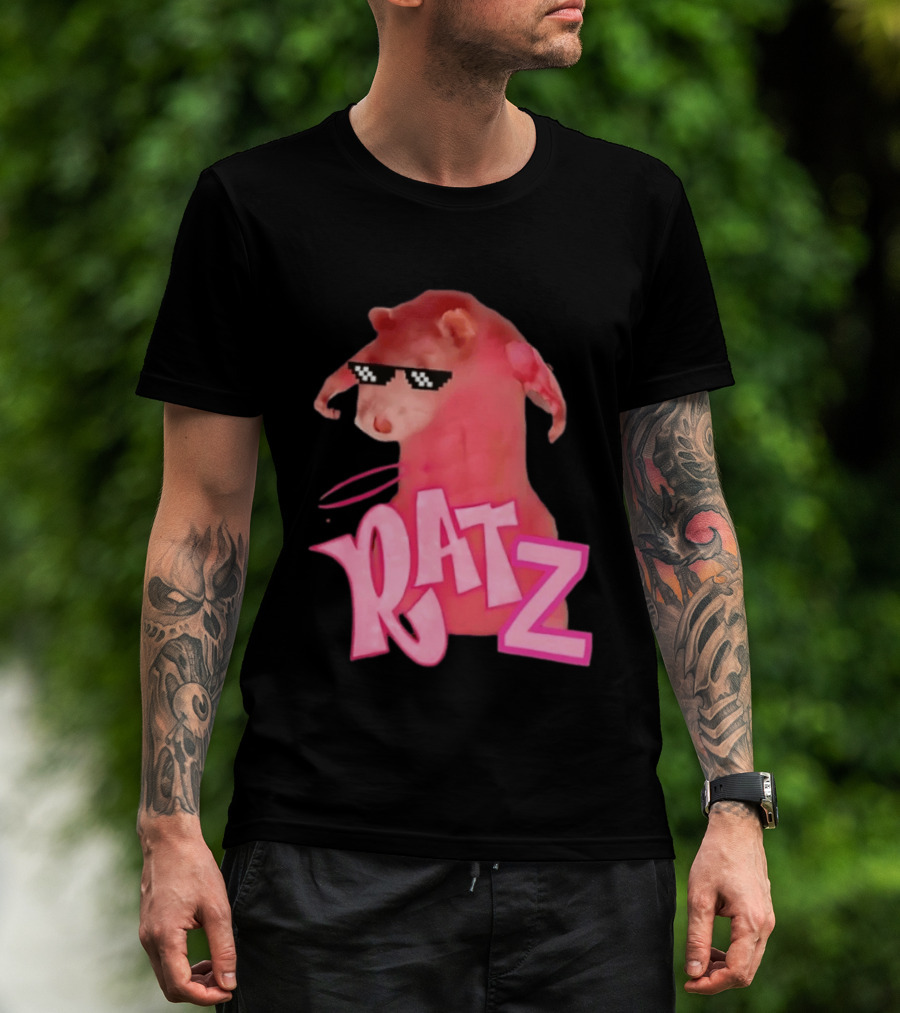 RATZ Muscular Pink Toned Rat Pixel Thug Life Sunglasses Bratz Doll T-Shirt