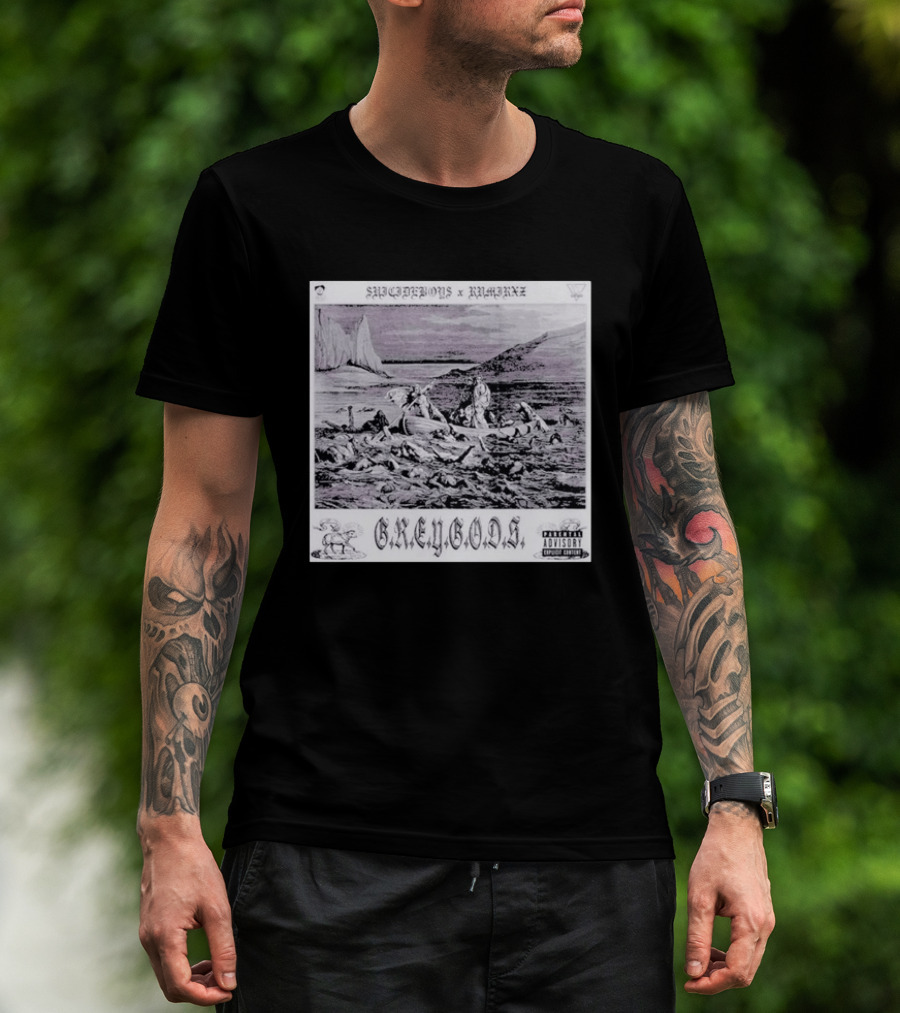 SUPREMEBOYZ X RAMIREZ G.R.E.Y G.O.D.S Album Cover Art PARENTAL ADVISORY Explicit Content T-Shirt