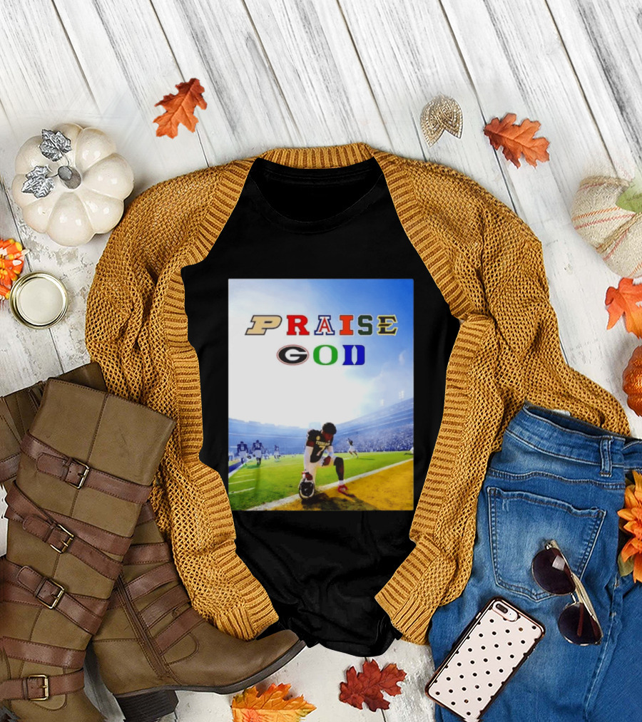 Texas AM Football Player No 7 Praise God Stadium Scene T-Shirt