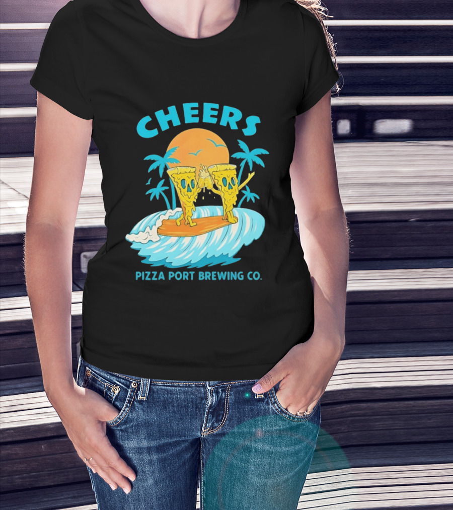 Pizza Port Brewing Co Cheers Surfing Pizza Wave T-Shirt