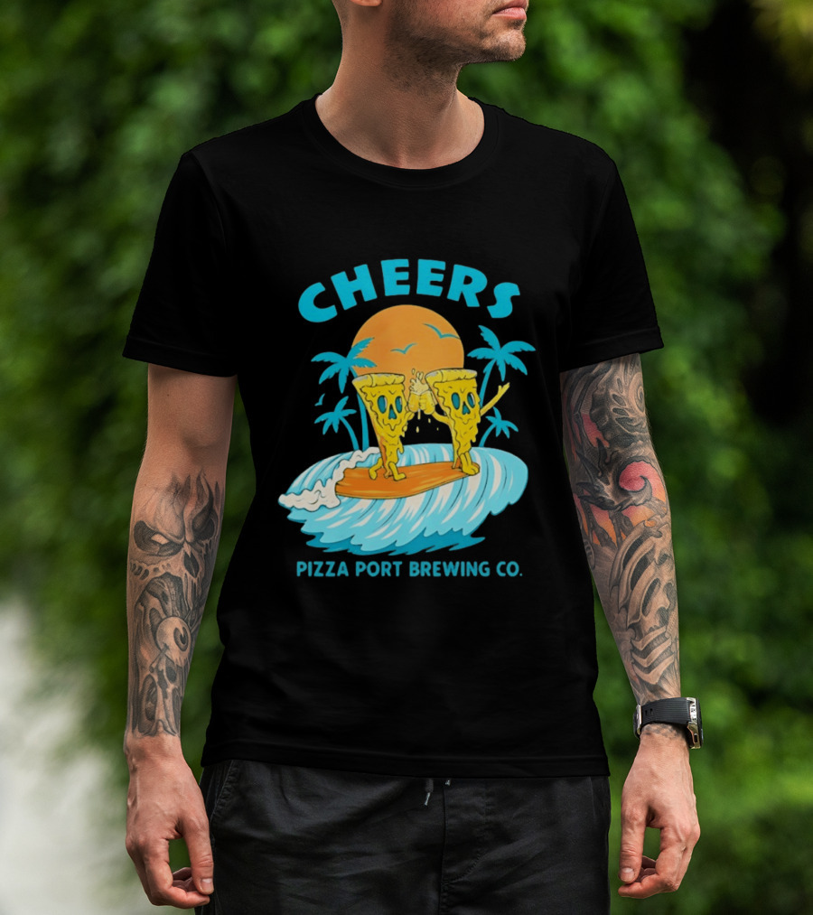 Pizza Port Brewing Co Cheers Surfing Pizza Wave T-Shirt