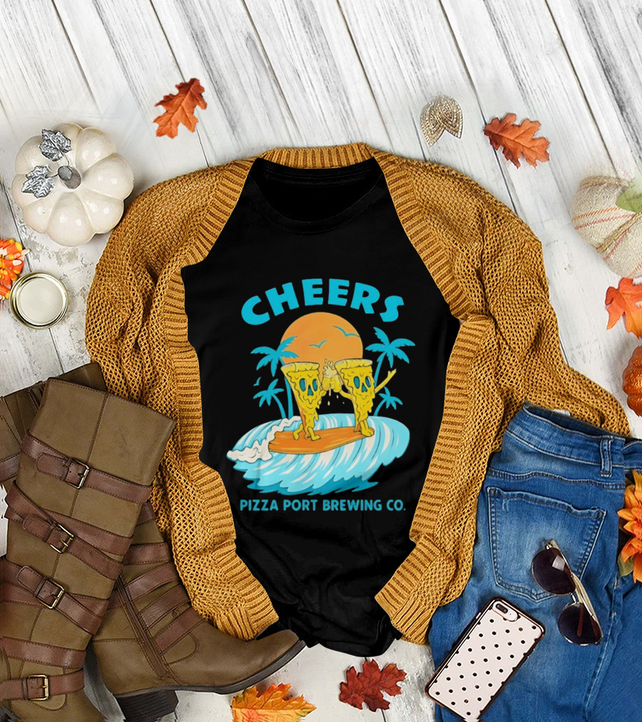 Pizza Port Brewing Co Cheers Surfing Pizza Wave T-Shirt