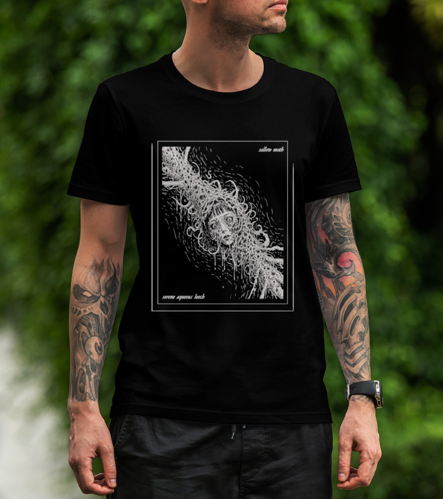 Sallow Moth Serene Aqueous Leech Surreal Horror Waveform T-Shirt