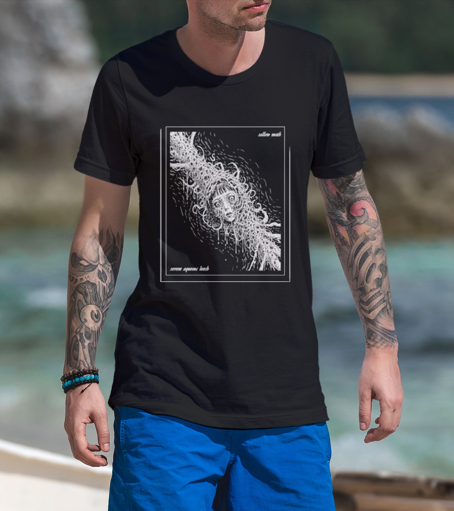Sallow Moth Serene Aqueous Leech Surreal Horror Waveform T-Shirt