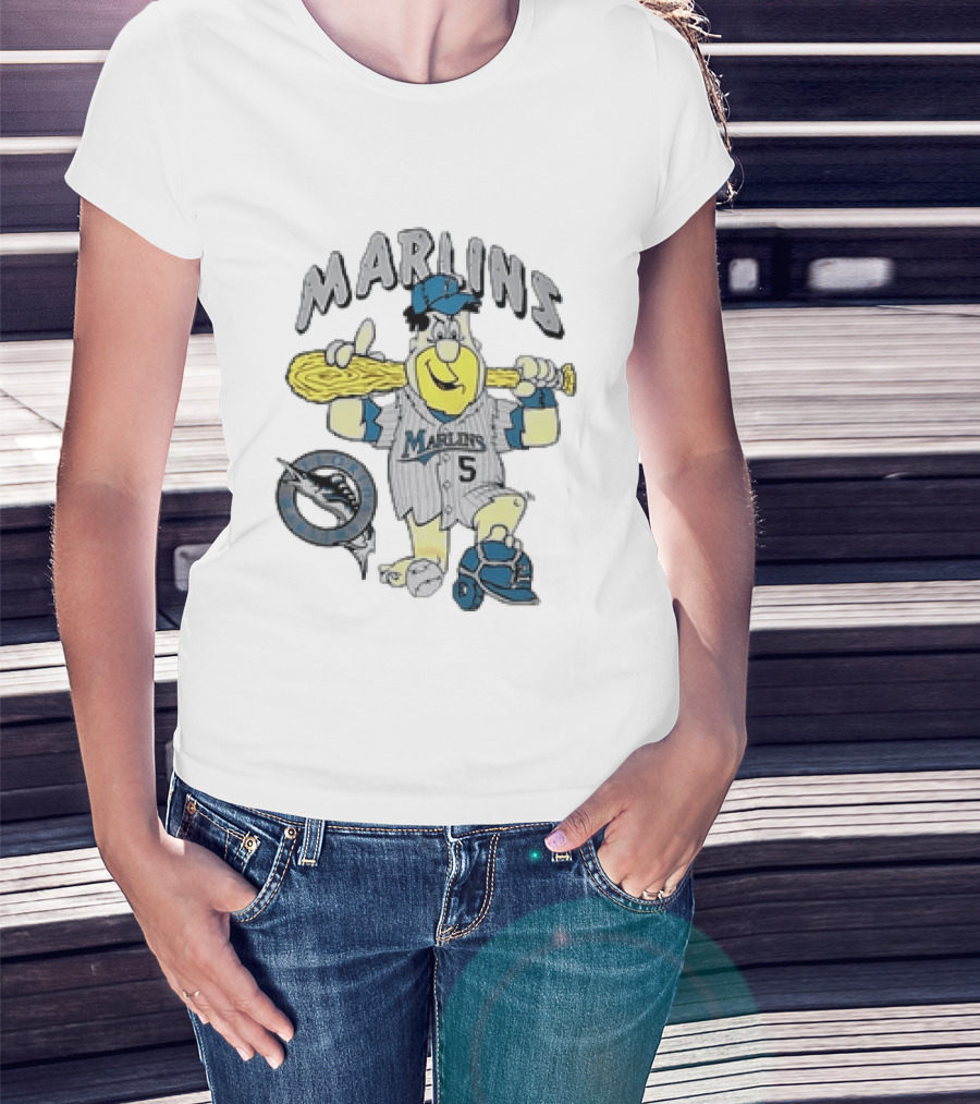 Barney Rubble Miami Marlins MLB Florida The Flintstones Baseball 5 T-Shirt