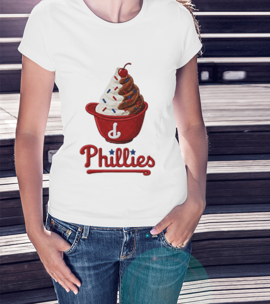 Philadelphia Phillies Ice Cream Sundae Embroidery Phillies T-Shirt